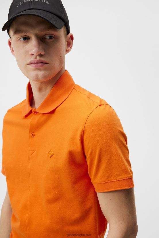 J.Lindeberg Men Rubi Slim Polo Russet Orange Clothing BXV8X4953