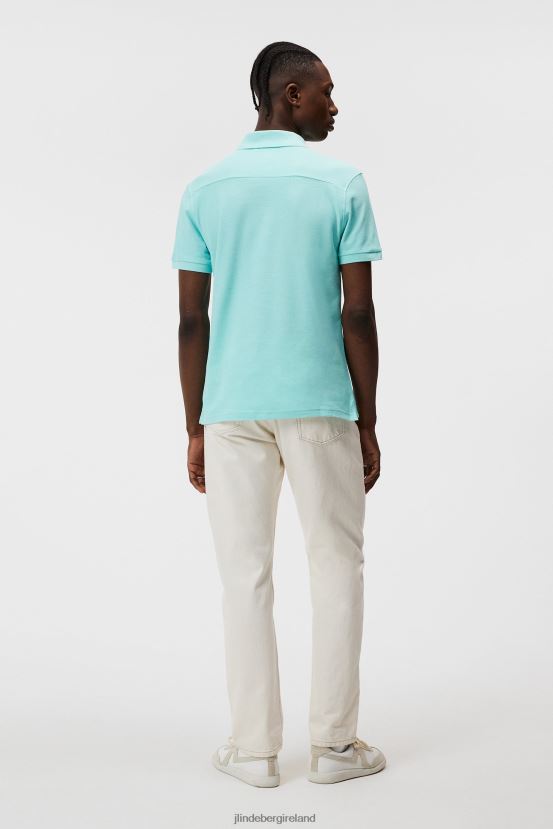 J.Lindeberg Men Troy Polo Aqua Splash Clothing BXV8X4939 - Click Image to Close