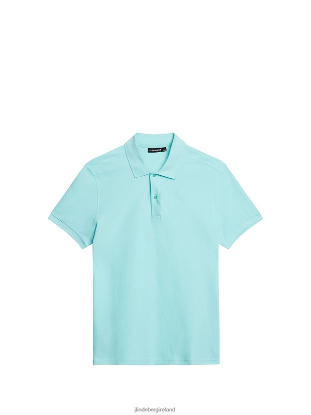 J.Lindeberg Men Troy Polo Aqua Splash Clothing BXV8X4939