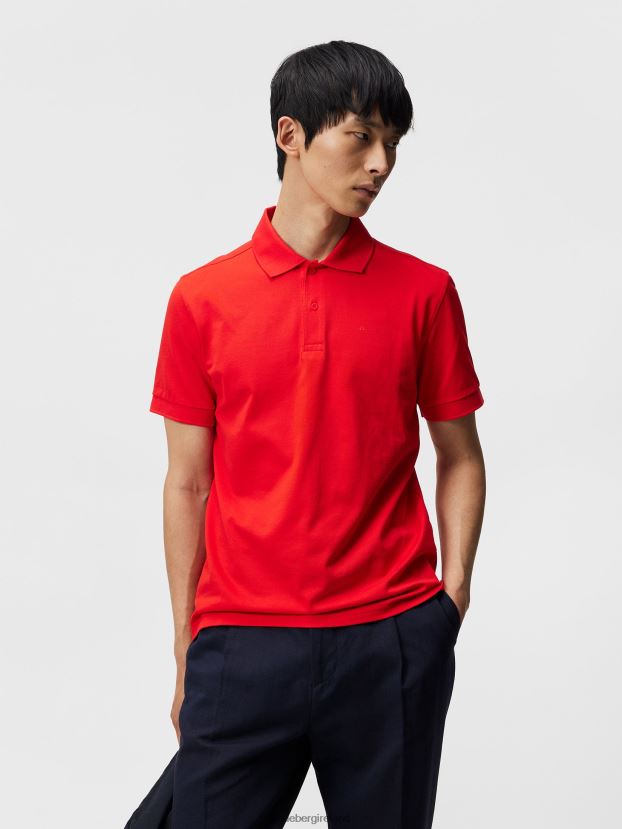 J.Lindeberg Men Troy Polo Fiery Red Clothing BXV8X4961