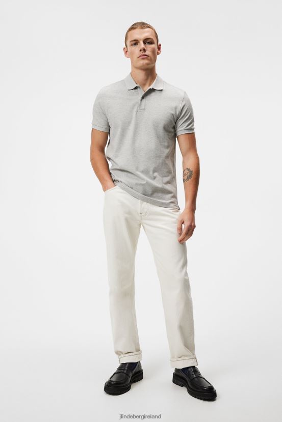 J.Lindeberg Men Troy Polo Light Grey Melange Clothing BXV8X4963