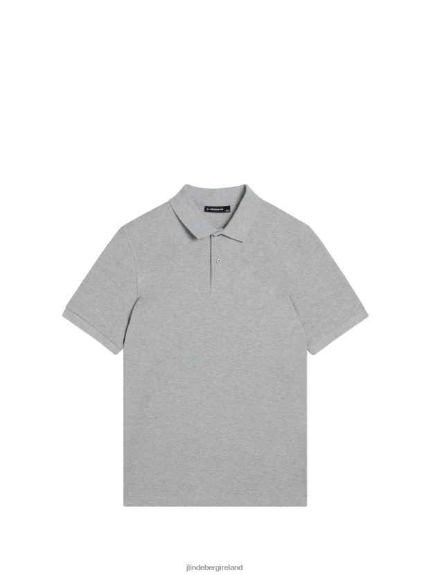 J.Lindeberg Men Troy Polo Light Grey Melange Clothing BXV8X4963