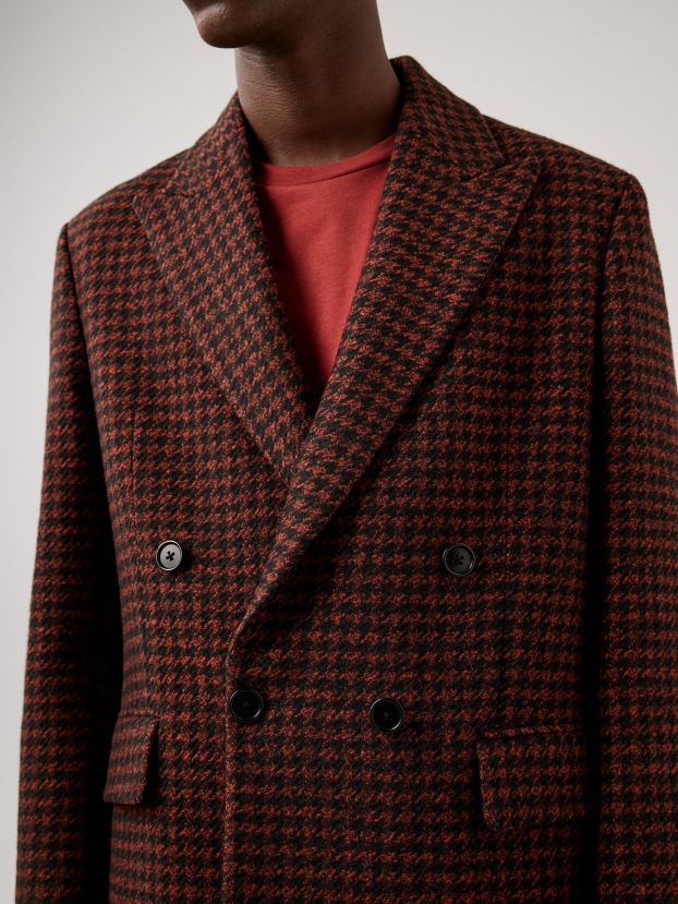 J.Lindeberg Men David Houndstooth Blazer Circle Orange Clothing BXV8X42570