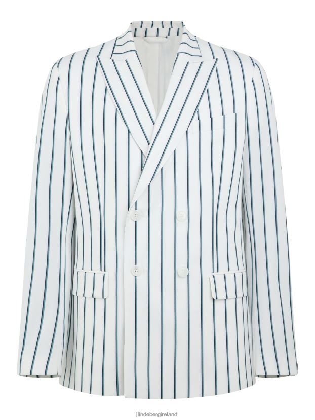 J.Lindeberg Men Dorian Pinstripe Blazer White Clothing BXV8X42560