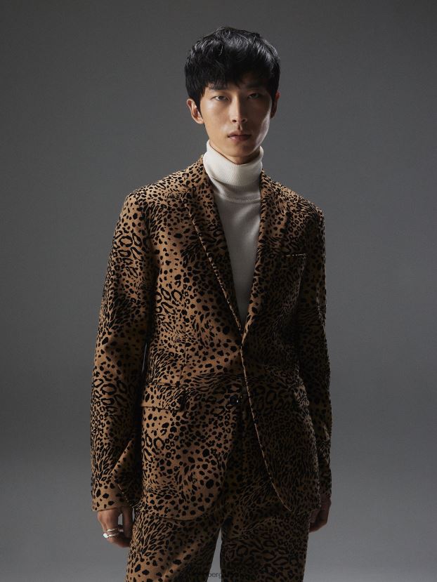 J.Lindeberg Men Elton Flock Leopard Blazer Chipmunk Clothing BXV8X42547 - Click Image to Close