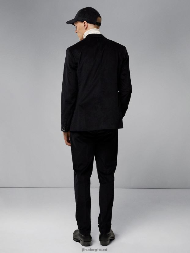 J.Lindeberg Men Gordon Corduroy Pleated Pants Black Clothing BXV8X42555 - Click Image to Close