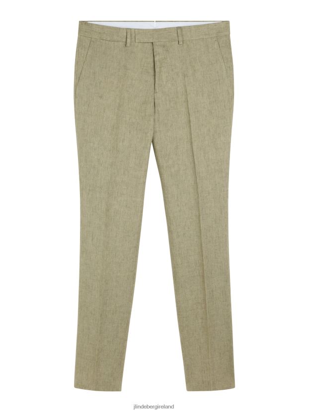 J.Lindeberg Men Grant Super Linen Pants Aloe Clothing BXV8X41207