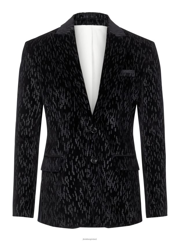 J.Lindeberg Men Lenny Printed Velvet Blazer Black Clothing BXV8X42567