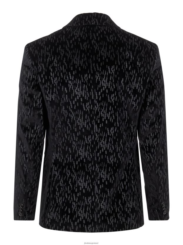 J.Lindeberg Men Lenny Printed Velvet Blazer Black Clothing BXV8X42567