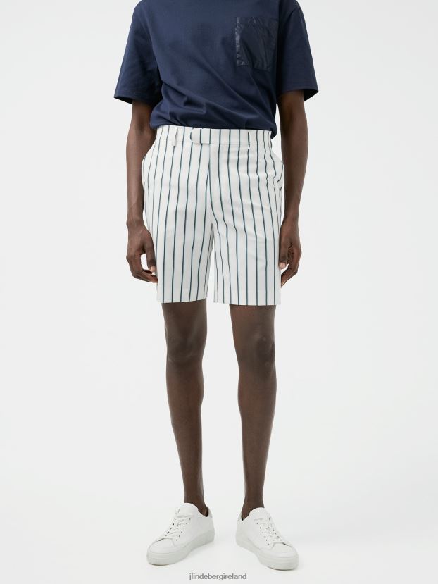 J.Lindeberg Men Randy Pinstripe Bermuda Shorts White Clothing BXV8X42559 - Click Image to Close