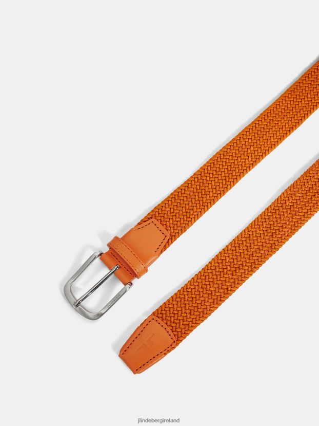 J.Lindeberg Men Bernhard Elastic Belt Russet Orange Accessory BXV8X4854