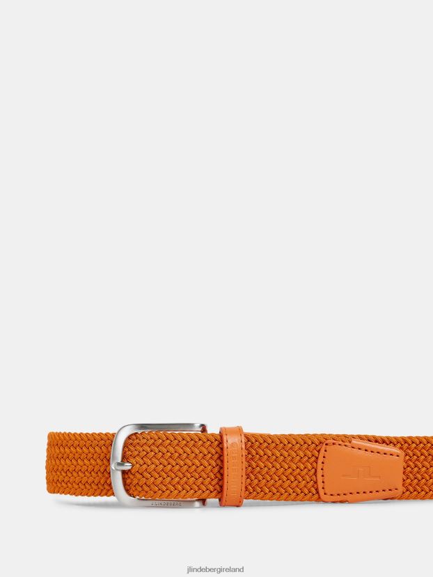 J.Lindeberg Men Bernhard Elastic Belt Russet Orange Accessory BXV8X4854