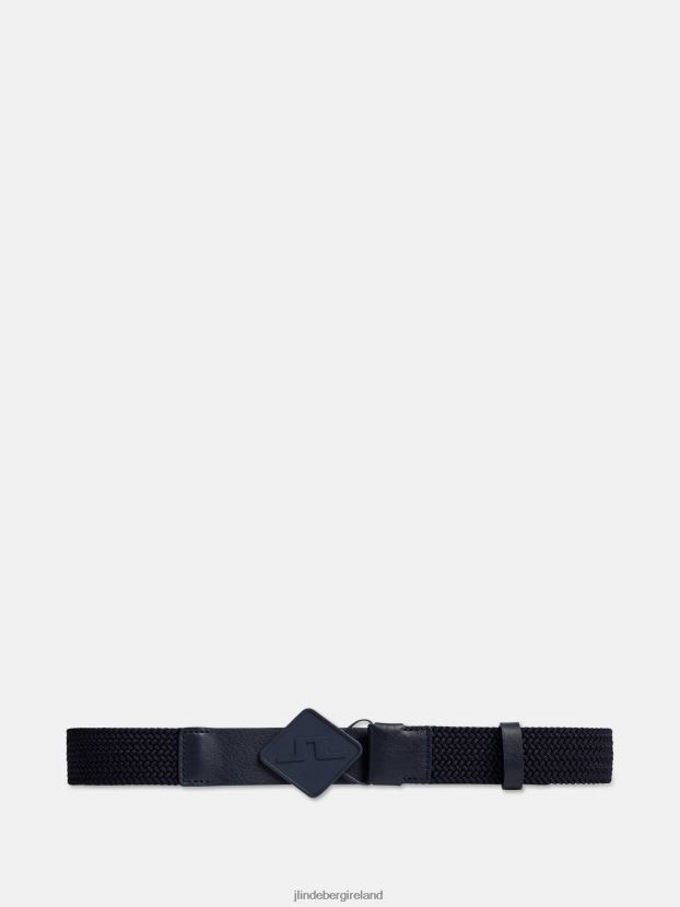 J.Lindeberg Men Diamond Elastic Leather Belt Navy Accessory BXV8X4840 - Click Image to Close