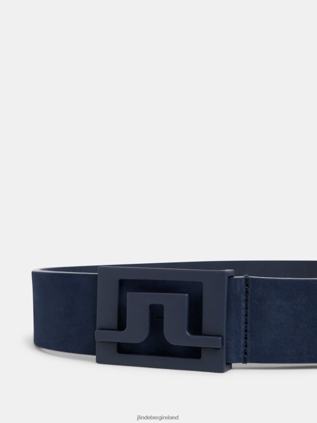 J.Lindeberg Men Slater Leather Belt Navy Accessory BXV8X4843