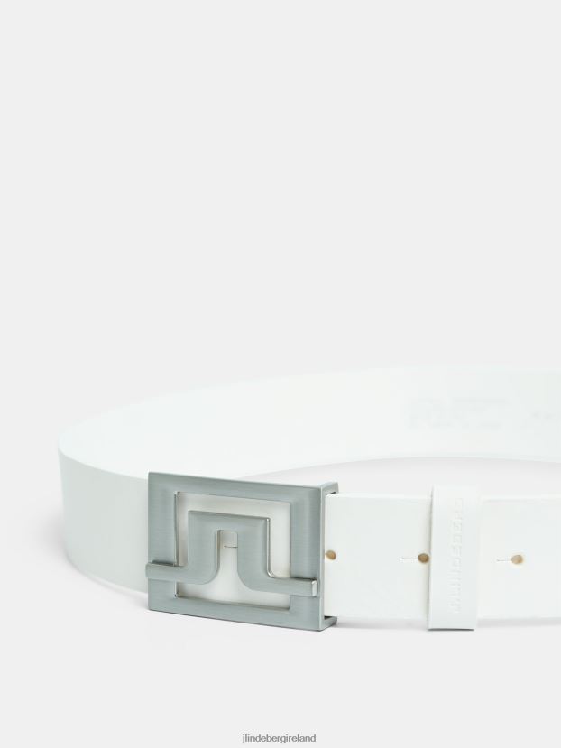 J.Lindeberg Men Slater Leather Belt White Accessory BXV8X4899