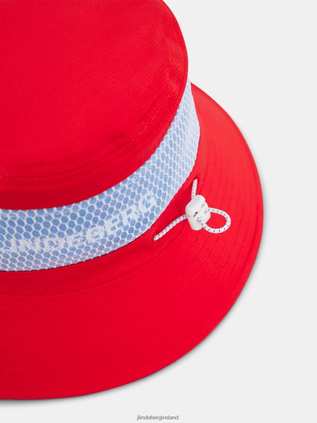 J.Lindeberg Men Denver Bucket Hat Fiery Red Accessory BXV8X4878 - Click Image to Close