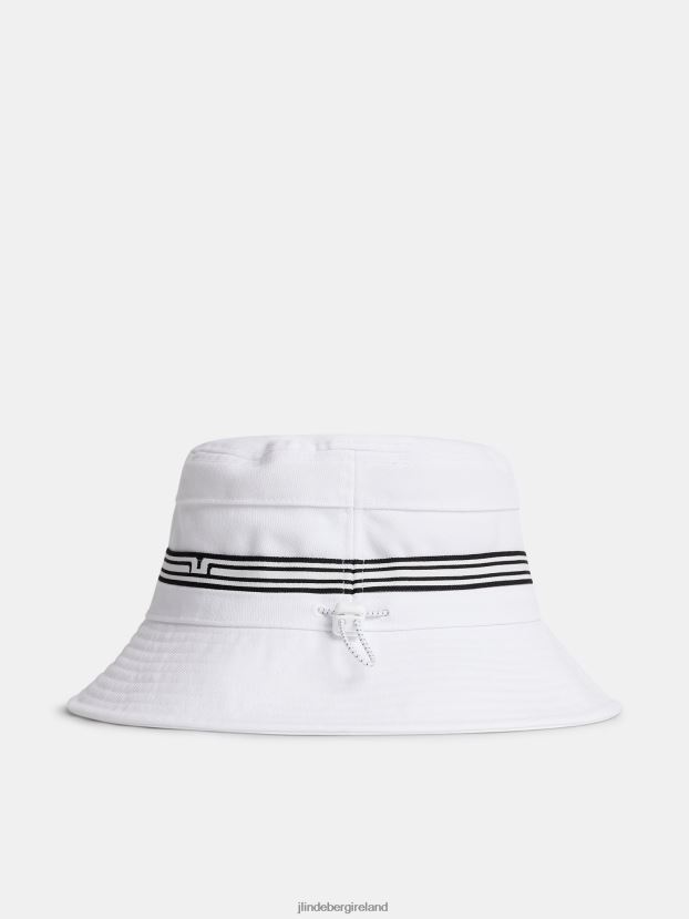 J.Lindeberg Men Denver Stripe Bucket Hat White Accessory BXV8X4770