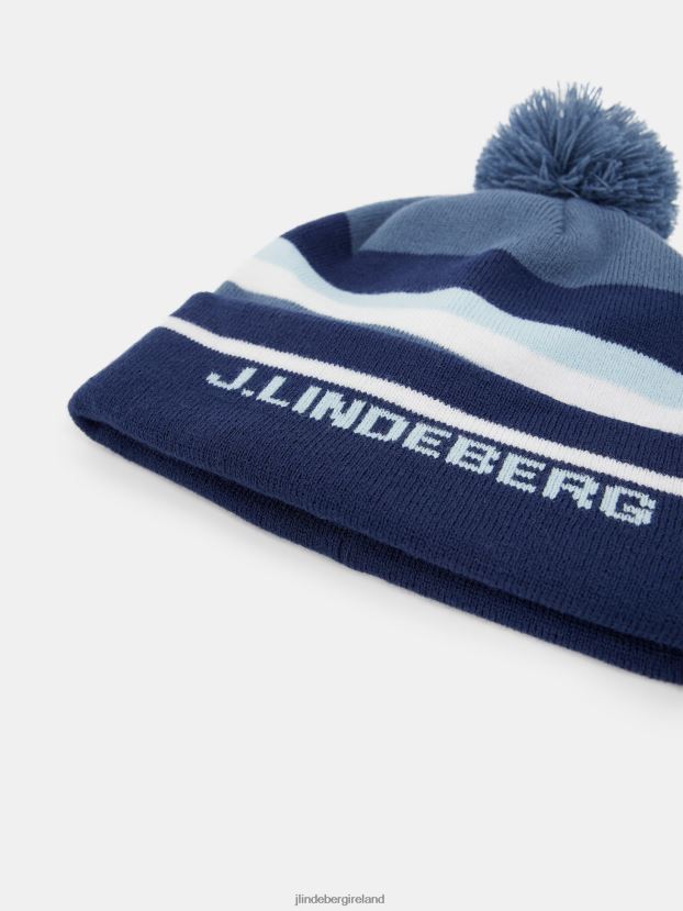 J.Lindeberg Men Stripe Beanie Navy Peony Accessory BXV8X4900