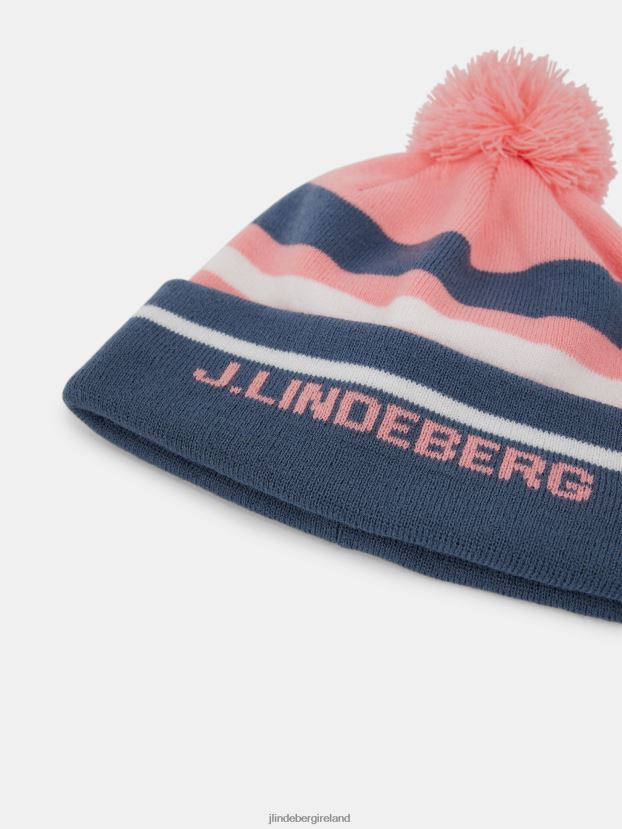 J.Lindeberg Men Stripe Beanie Strawberry Ice Accessory BXV8X4901