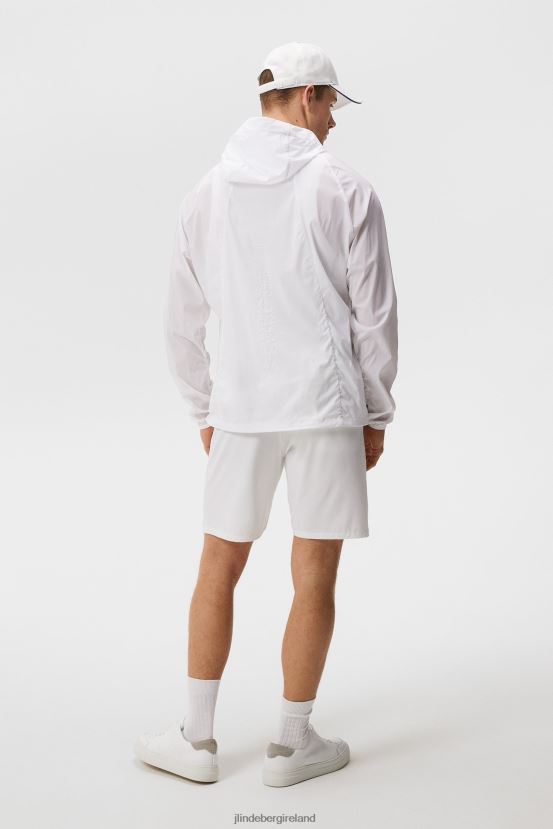 J.Lindeberg Men Arron Stretch Wind Hoodie White Clothing BXV8X4689 - Click Image to Close