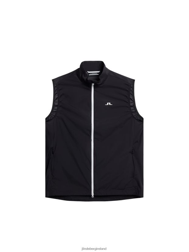 J.Lindeberg Men Ash Light Packable Vest Black Clothing BXV8X4684 - Click Image to Close