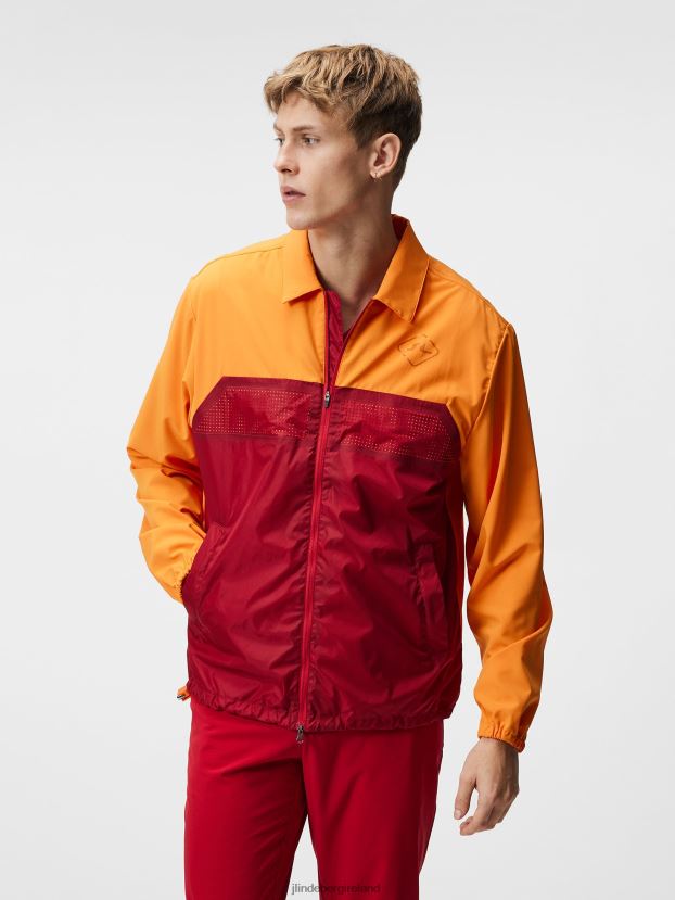 J.Lindeberg Men Diamond Coach Jacket Russet Orange Clothing BXV8X4729 - Click Image to Close