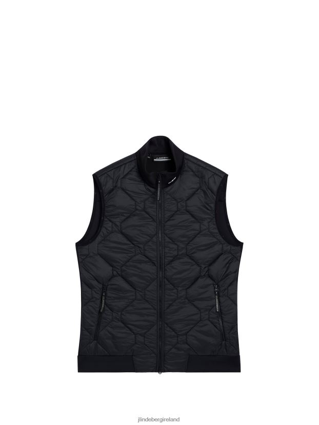 J.Lindeberg Men Quilt Hybrid Vest Black Clothing BXV8X4693