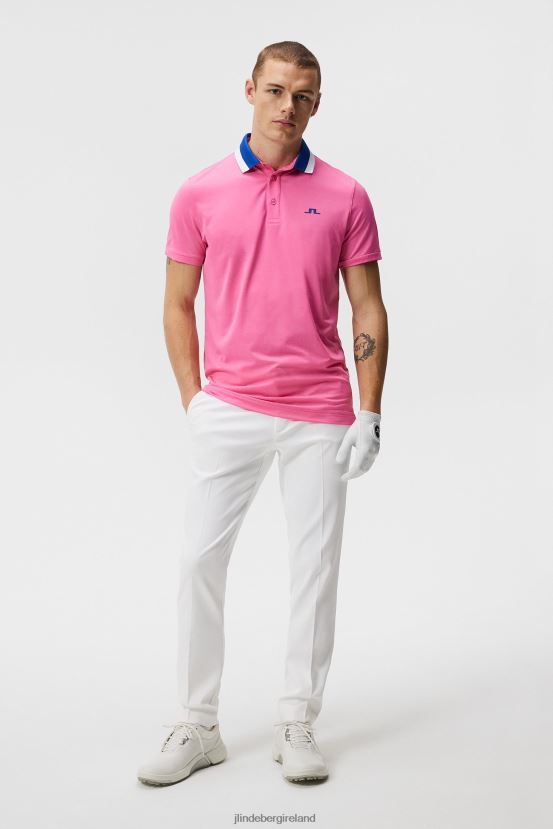 J.Lindeberg Men Benji Polo Azalea Pink Clothing BXV8X4150