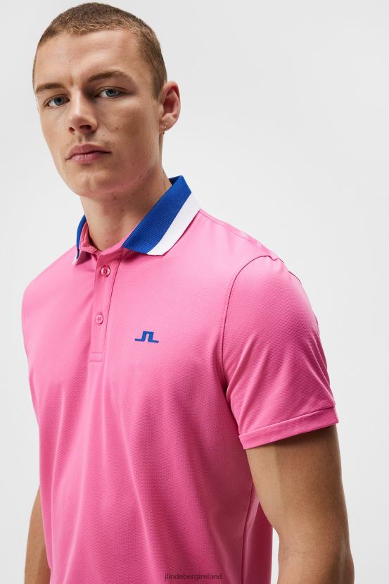 J.Lindeberg Men Benji Polo Azalea Pink Clothing BXV8X4150