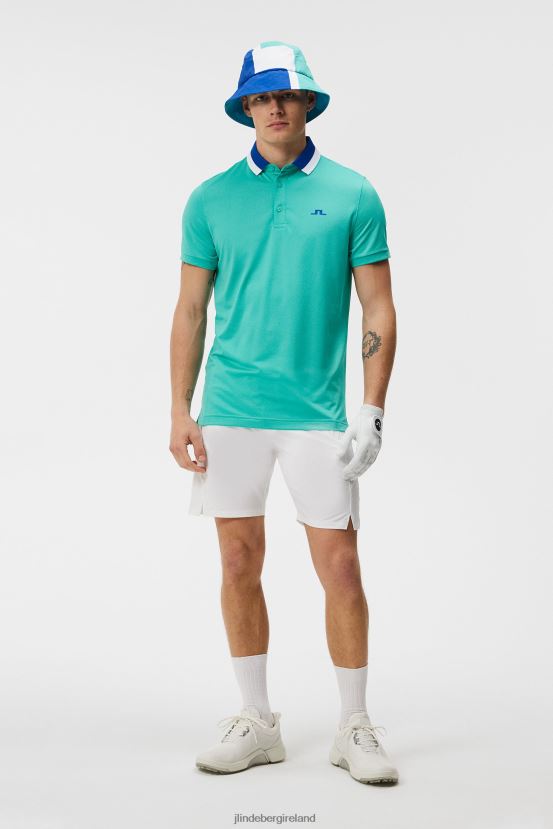 J.Lindeberg Men Benji Polo Bright Aqua Clothing BXV8X4149