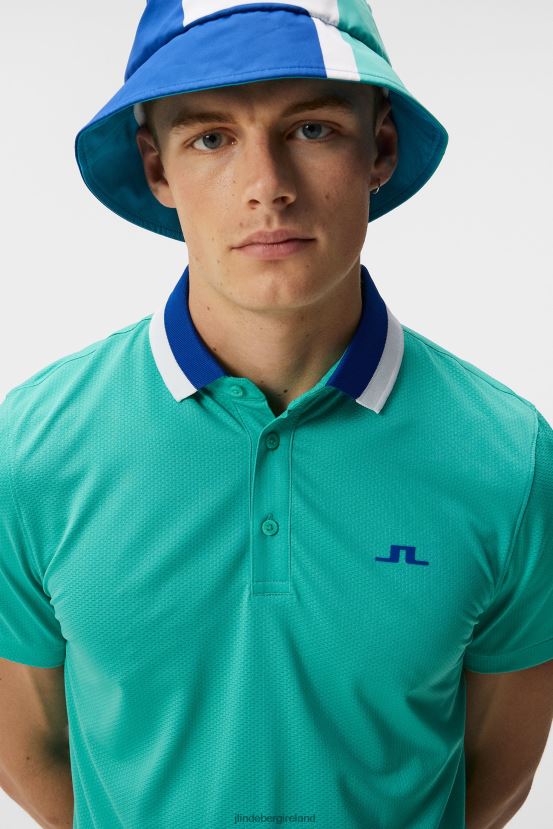 J.Lindeberg Men Benji Polo Bright Aqua Clothing BXV8X4149