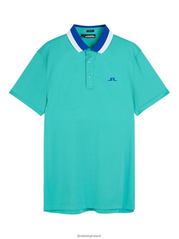 J.Lindeberg Men Benji Polo Bright Aqua Clothing BXV8X4149