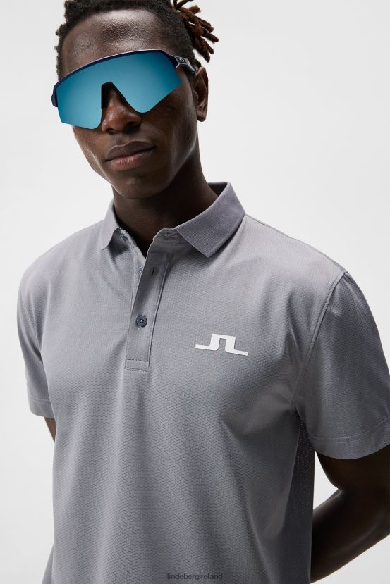 J.Lindeberg Men Bridge Polo Grey Melange Clothing BXV8X453