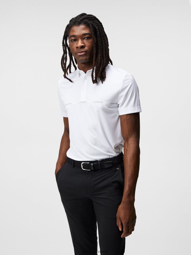 J.Lindeberg Men Chad Slim Polo White Clothing BXV8X4210 - Click Image to Close