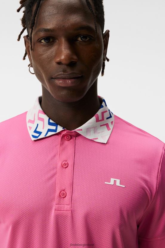 J.Lindeberg Men Glen Polo Azalea Pink Clothing BXV8X4155