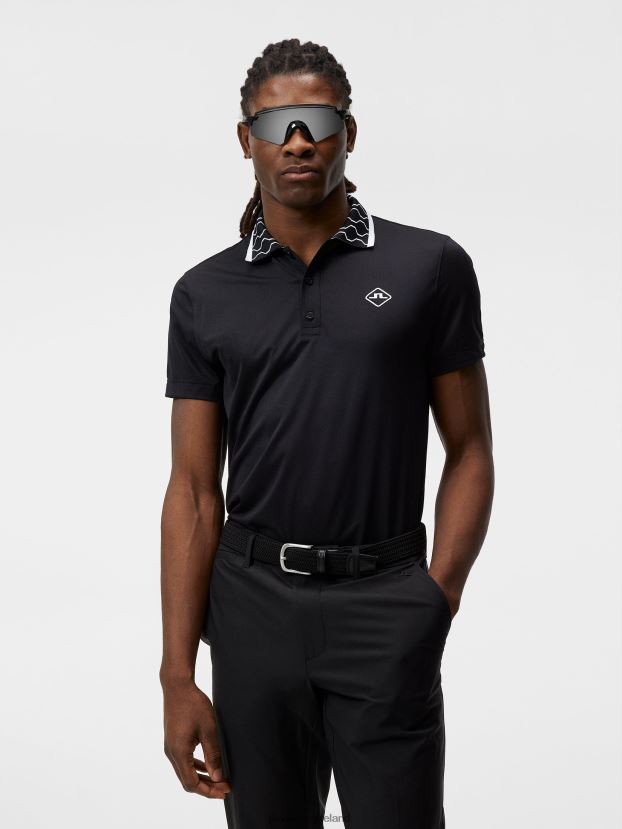 J.Lindeberg Men Glen Polo Black Clothing BXV8X4317 - Click Image to Close