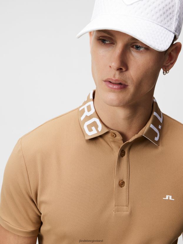 J.Lindeberg Men Gus Polo Tiger Brown Clothing BXV8X4307