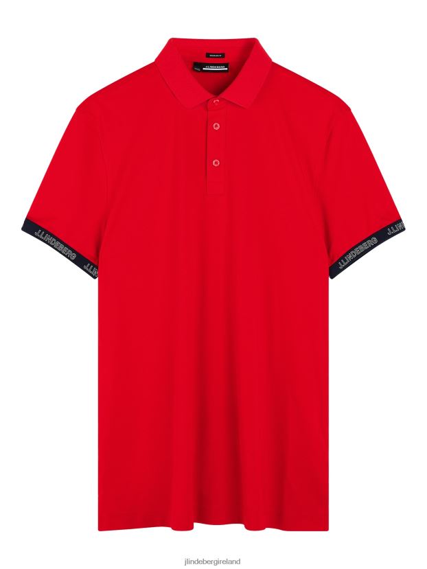 J.Lindeberg Men Guy Polo Fiery Red Clothing BXV8X4287