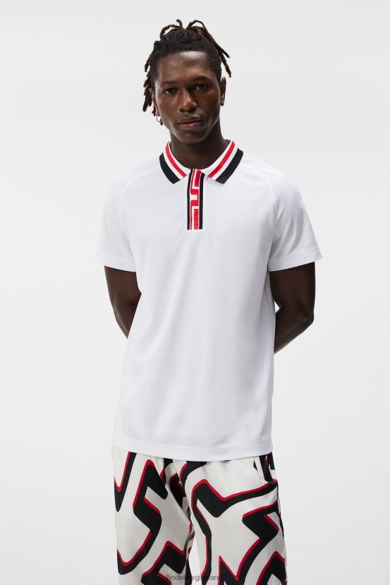 J.Lindeberg Men Hals Polo White Clothing BXV8X436 - Click Image to Close