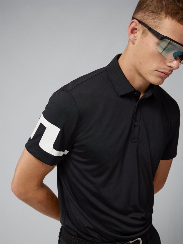 J.Lindeberg Men Heath Golf Polo Black Clothing BXV8X4348