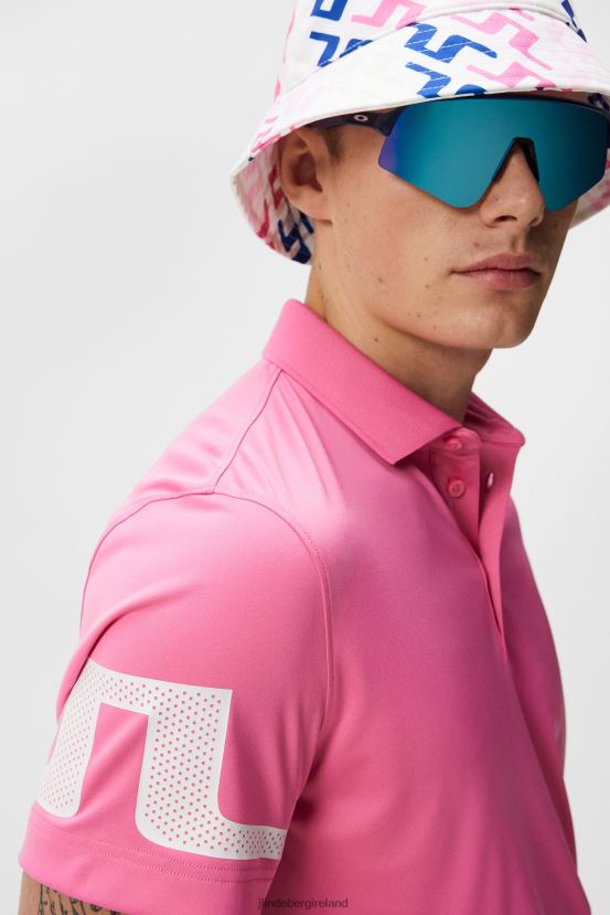 J.Lindeberg Men Heath Polo Azalea Pink Clothing BXV8X4145