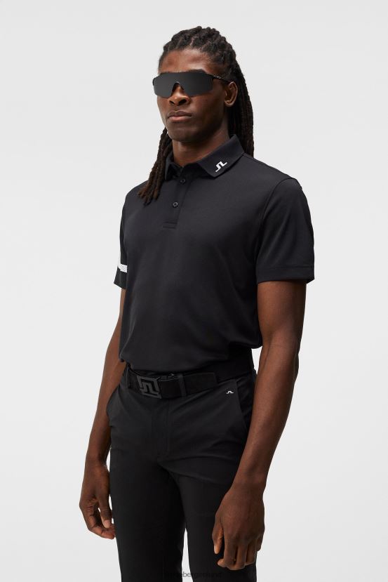 J.Lindeberg Men Heath Polo Black Clothing BXV8X4128 - Click Image to Close