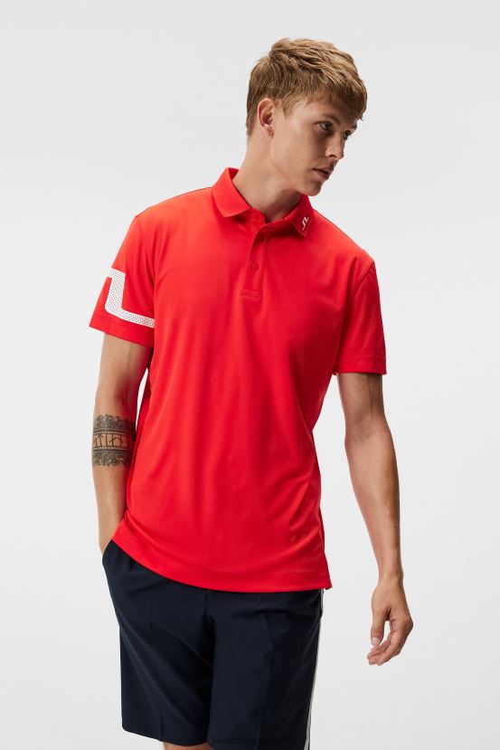 J.Lindeberg Men Heath Polo Fiery Red Clothing BXV8X4130 - Click Image to Close