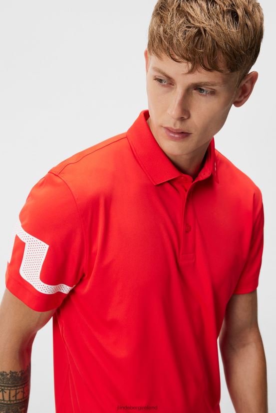 J.Lindeberg Men Heath Polo Fiery Red Clothing BXV8X4130