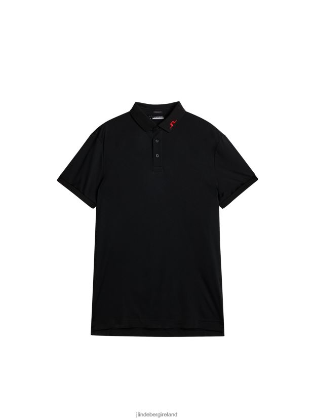 J.Lindeberg Men Kv Print Polo Black Clothing BXV8X427