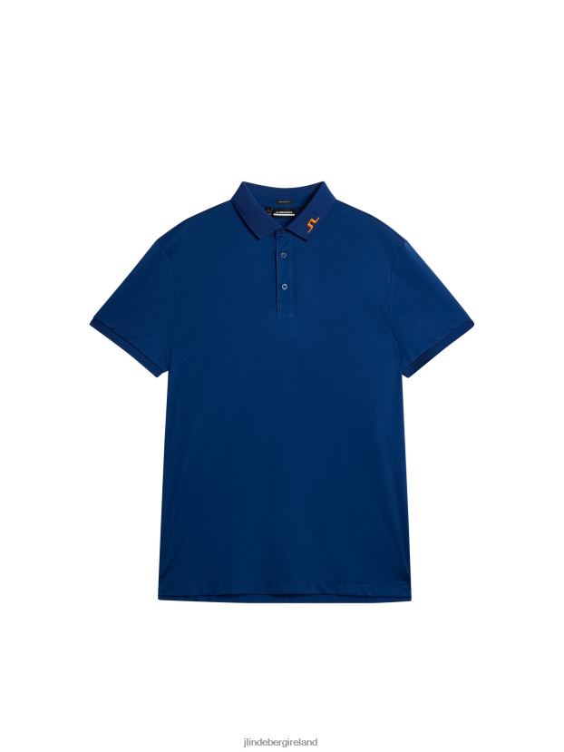 J.Lindeberg Men Kv Print Polo Estate Blue Clothing BXV8X428