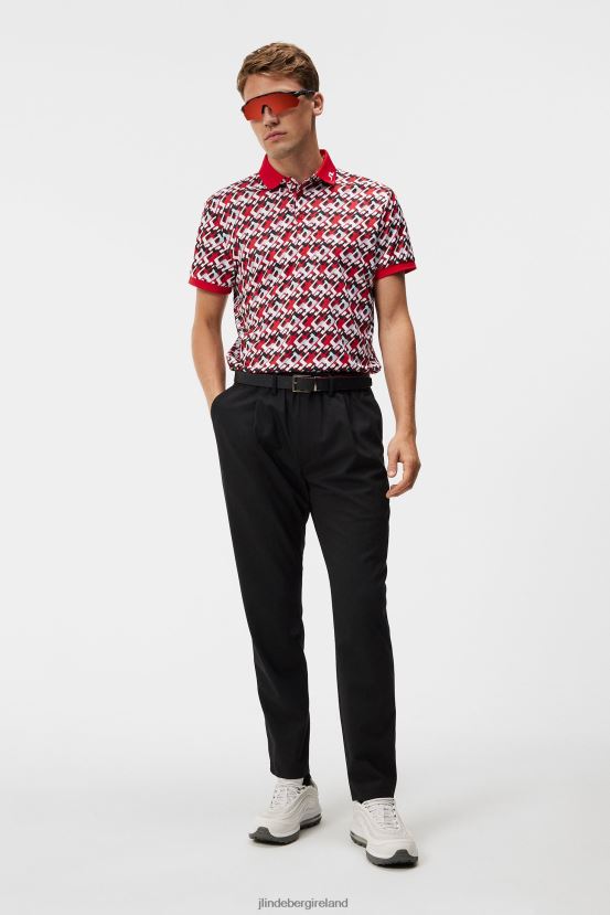 J.Lindeberg Men Kv Print Polo Micro Bridge Cherry Clothing BXV8X429