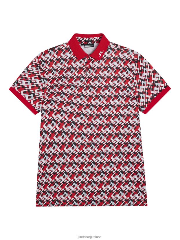 J.Lindeberg Men Kv Print Polo Micro Bridge Cherry Clothing BXV8X429