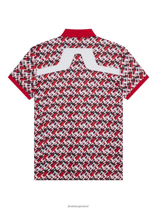 J.Lindeberg Men Kv Print Polo Micro Bridge Cherry Clothing BXV8X429