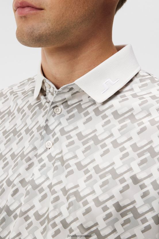 J.Lindeberg Men Kv Print Polo Micro Bridge Grey Clothing BXV8X426